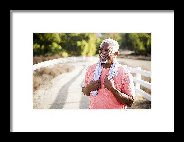 Mature Adult Framed Print featuring the photograph Senior Black Man After Workout by Adamkaz