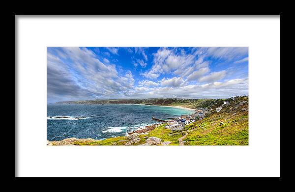 Sennen Cove Framed Print featuring the photograph Sennen Cove Panorama - Cornwall by Mark Tisdale