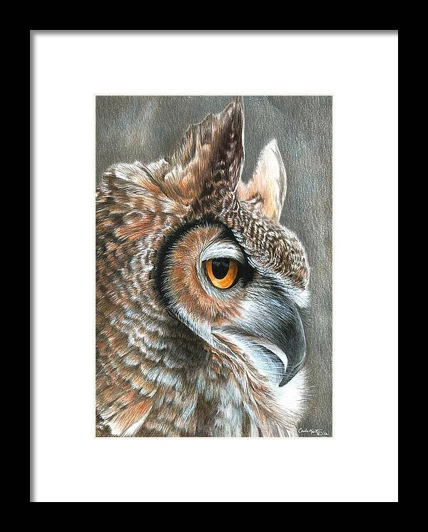 Owl Framed Print featuring the painting Sepia Owl by Carla Kurt