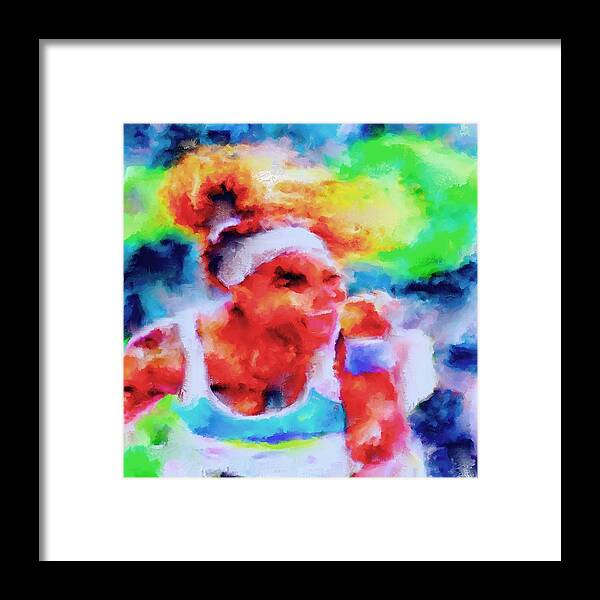 Serena Williams Framed Print featuring the painting Serena Williams Yes by Brian Reaves