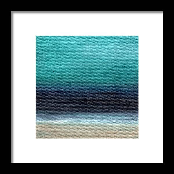 Beach Framed Print featuring the painting Serenity- Abstract Landscape by Linda Woods