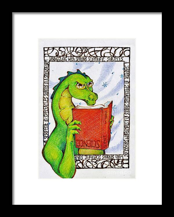 Dragon Framed Print featuring the drawing Serious Study by K M Pawelec