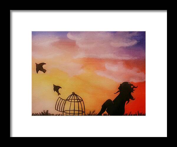 Sun Set Framed Print featuring the painting Set Free by Kiara Reynolds