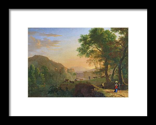 Site D'italie Framed Print featuring the photograph Setting Sun, Italy Oil On Canvas by Herman van Swanevelt