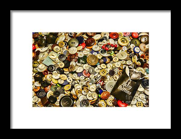 Paul Ward Framed Print featuring the photograph Sewing Extra Buttons by Paul Ward