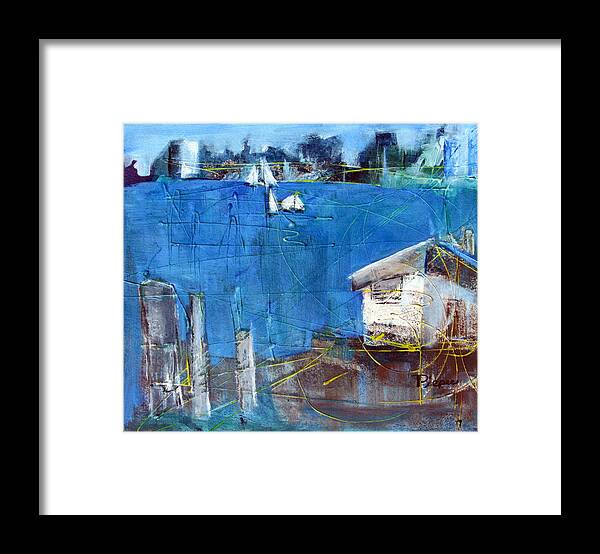 Clam Shack Framed Print featuring the painting Shack on the Bay by Betty Pieper