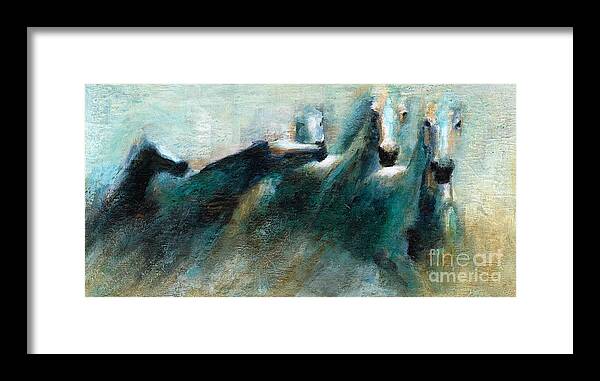Horses Framed Print featuring the painting Shades of Blue by Frances Marino