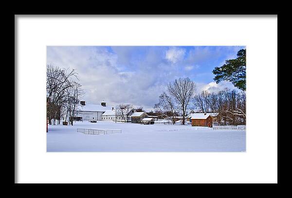 Shaker Framed Print featuring the photograph Shaker Barn Winter by Marisa Geraghty Photography