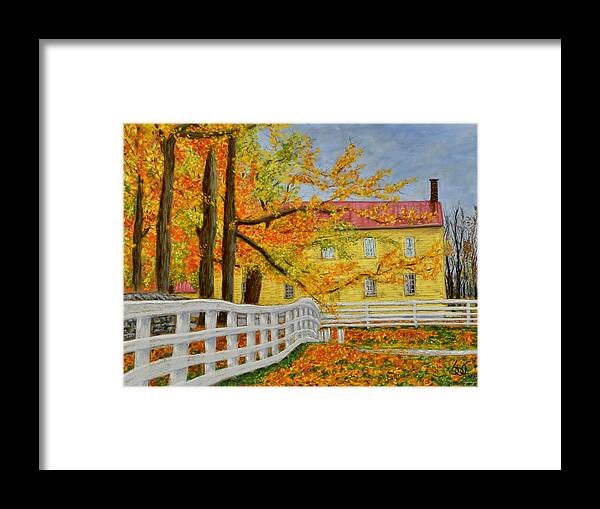 Shaker Framed Print featuring the painting Shaker Fences by Sam Davis Johnson