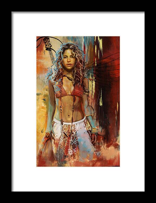 Shakira Framed Print featuring the painting Shakira by Corporate Art Task Force