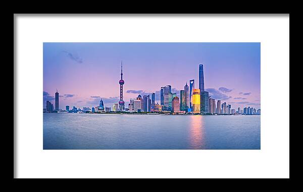 Architecture Framed Print featuring the photograph Shanghai Pudong Skyline by U Schade