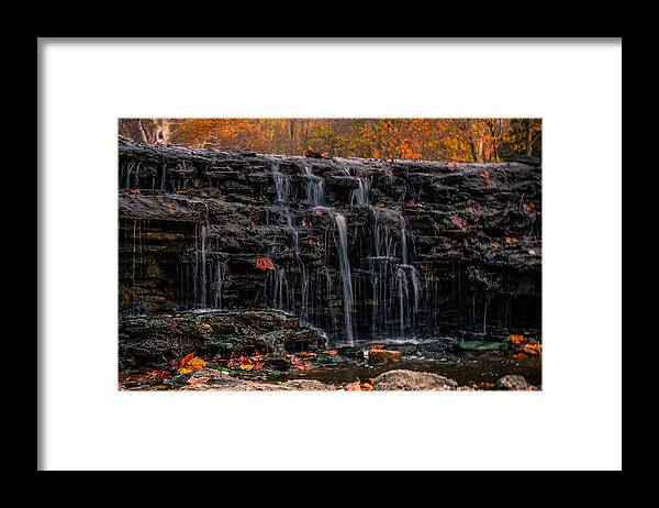 sharon Woods cathy Donohoue Photography autumn Colors autumn Leaves fall Colors fall Leaves Framed Print featuring the photograph Sharon Woods Waterfall by Cathy Donohoue