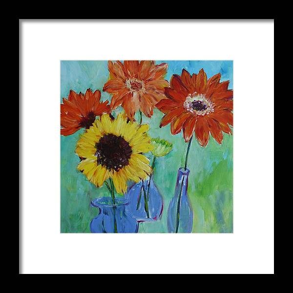 Flower Framed Print featuring the painting Shasta Daisy Day by Tara Moorman