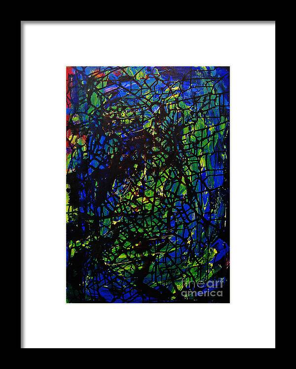 Abstract Framed Print featuring the painting Shattered by Jeff Barrett