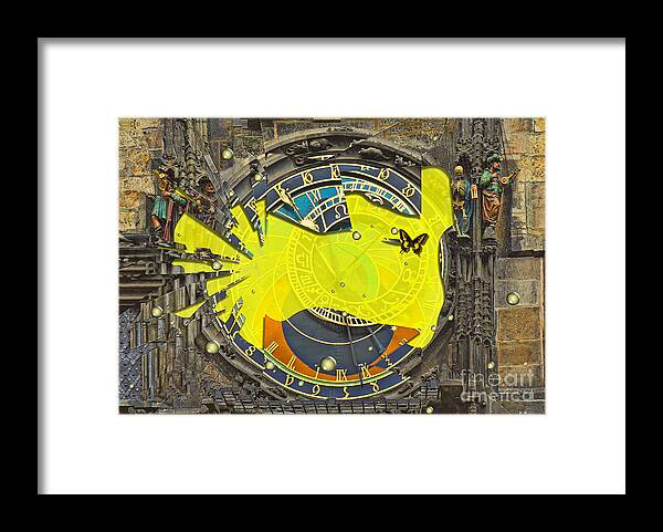 Shattered - Prague Astronomical Clock Framed Print featuring the photograph Shattered - Prague Astronomical Clock by Liane Wright