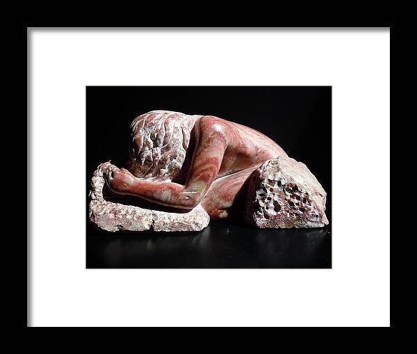 Stone Sculpture Framed Print featuring the sculpture She Holds The Earth by Francine Frank