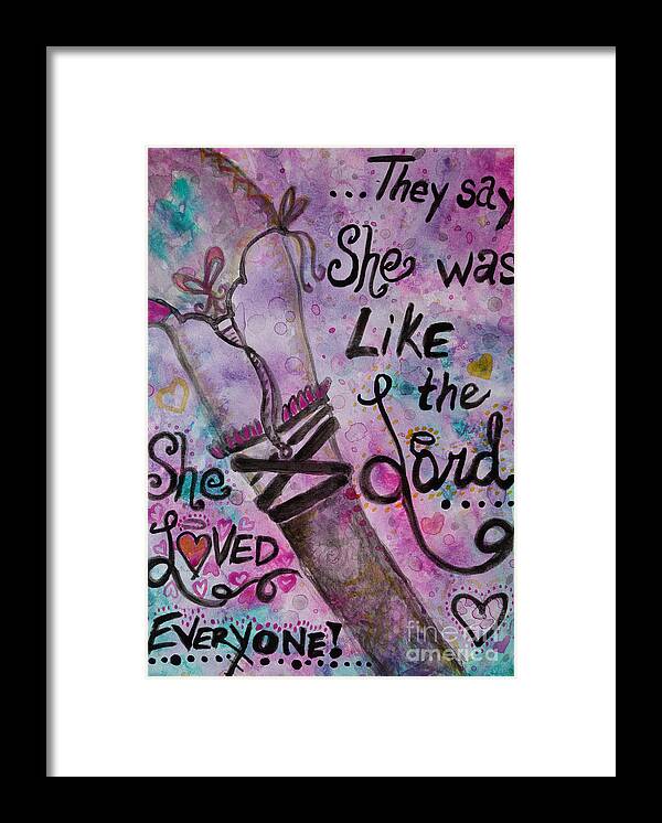 She Loved Everyone Framed Print featuring the painting She Loved Everyone by Jacqueline Athmann