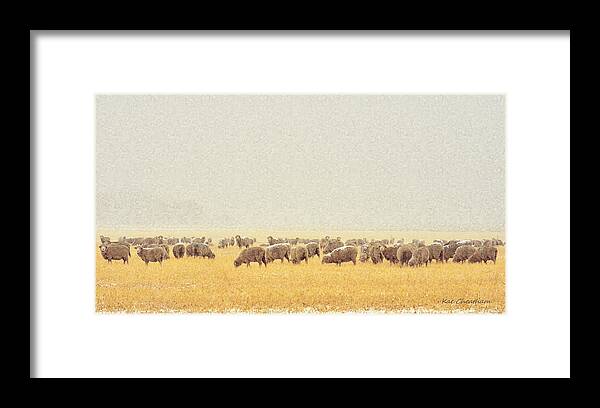 Sheep Framed Print featuring the digital art Sheep in Snow by Kae Cheatham