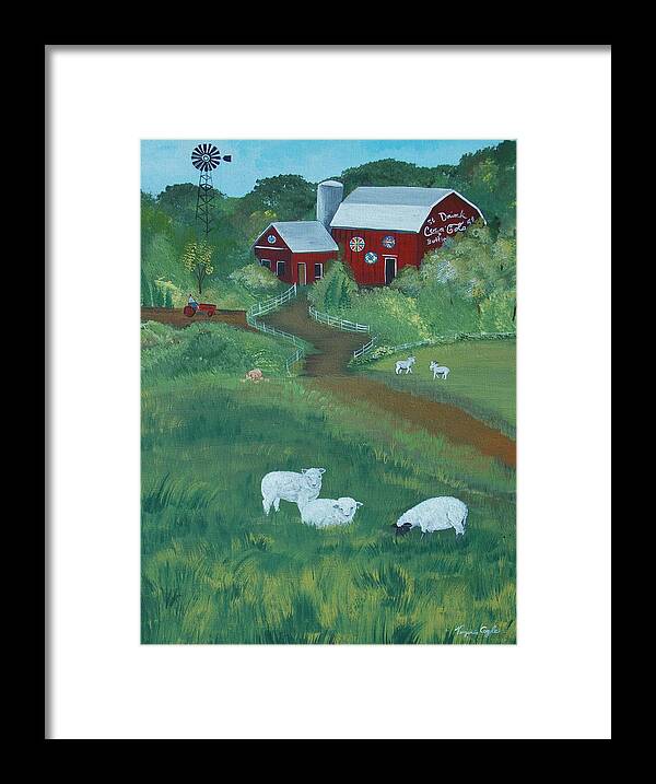Landscape Framed Print featuring the painting Sheeps In the Meadow by Virginia Coyle