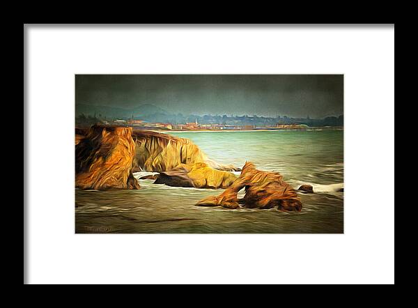 Barbara Snyder Framed Print featuring the painting Shell Beach After The Storm Digital by Barbara Snyder 