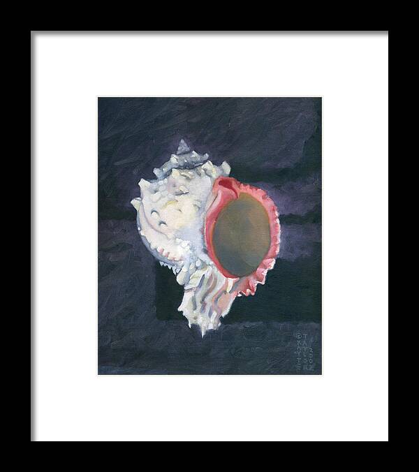 Seashell Framed Print featuring the painting Shell in Opaque Sea by Katherine Miller