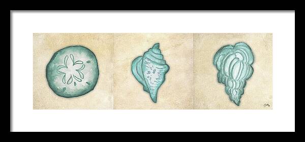 Trio Framed Print featuring the digital art Shells II by Elizabeth Medley