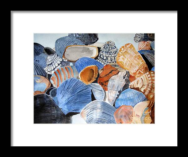 Shell Framed Print featuring the painting Shells on the Beach by Sandy McIntire