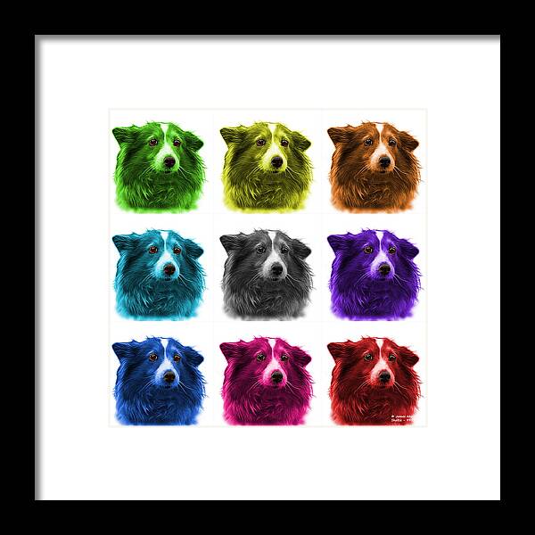 Sheltie Framed Print featuring the mixed media Shetland Sheepdog Dog Art 9973 - WB - M by James Ahn
