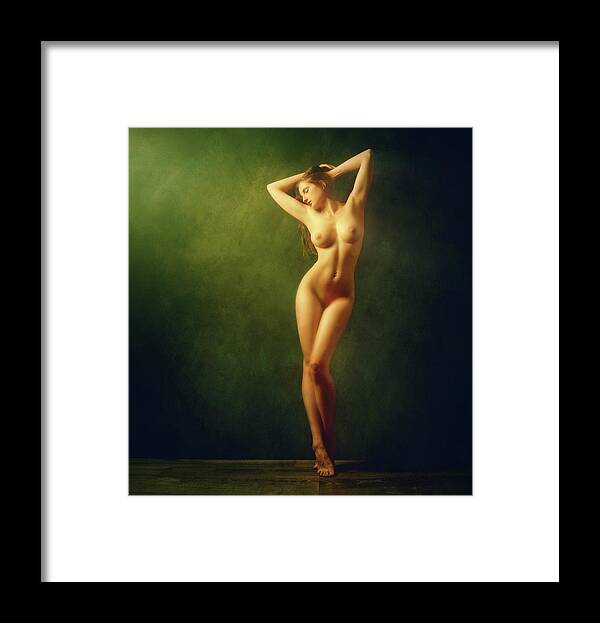 Fine Art Nude Framed Print featuring the photograph Shine Gold, Shine Green... by Zachar Rise