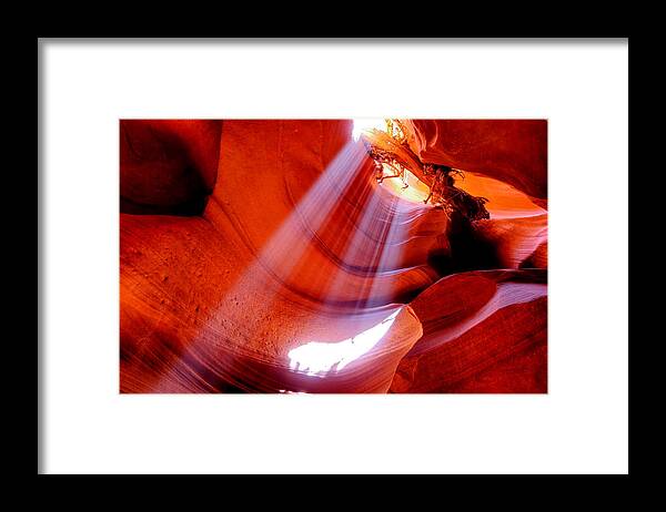 America Framed Print featuring the photograph Shining Through - Antelope Canyon - Arizona by Gregory Ballos