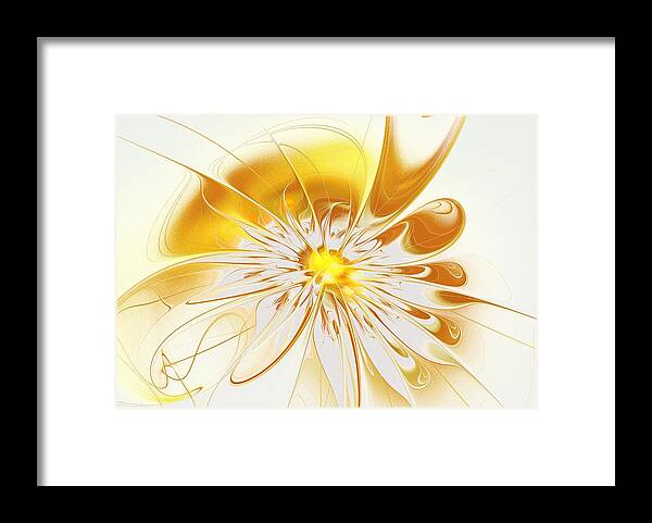 Shine Framed Print featuring the digital art Shining Yellow Flower by Anastasiya Malakhova