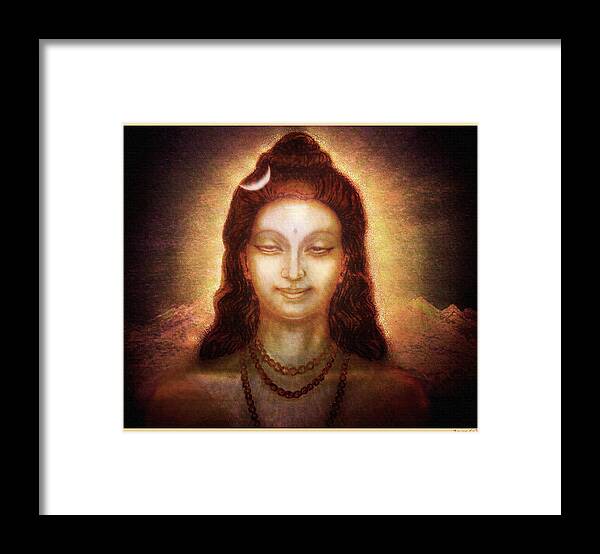 Shiva Framed Print featuring the mixed media Shiva in Transcendental Bliss by Ananda Vdovic