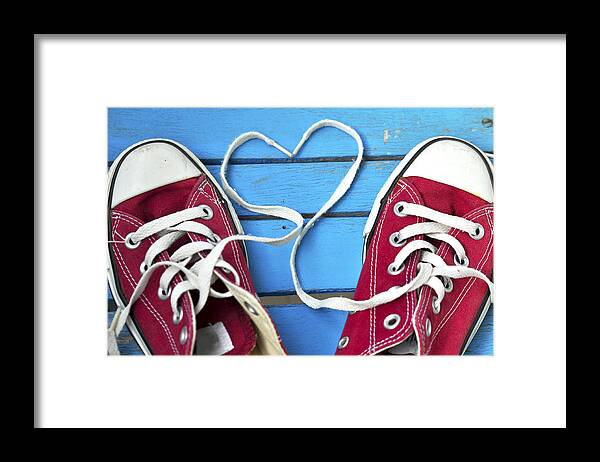 Two Objects Framed Print featuring the photograph Shoes in love by _ta'_