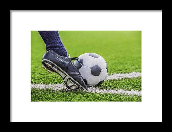Soccer Framed Print featuring the photograph Shoot by Anek Suwannaphoom