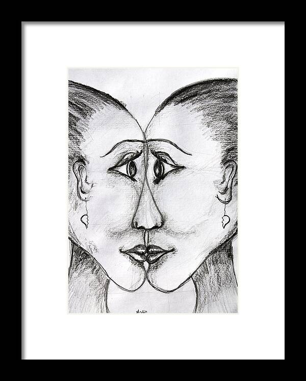 Portraits Framed Print featuring the drawing Show yourself some love by Sladjana Lazarevic