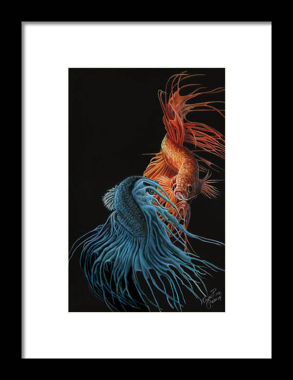 North Dakota Artist Framed Print featuring the painting Siamese Fighting Fish Two by Wayne Pruse