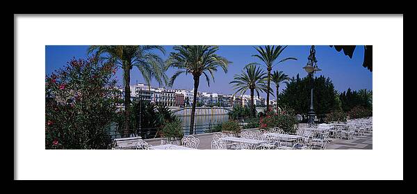 Photography Framed Print featuring the photograph Sidewalk Cafe At The Riverside by Panoramic Images