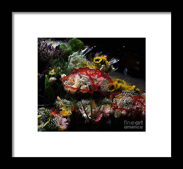 Bouquets Framed Print featuring the photograph Sidewalk Flower Shop by Lilliana Mendez