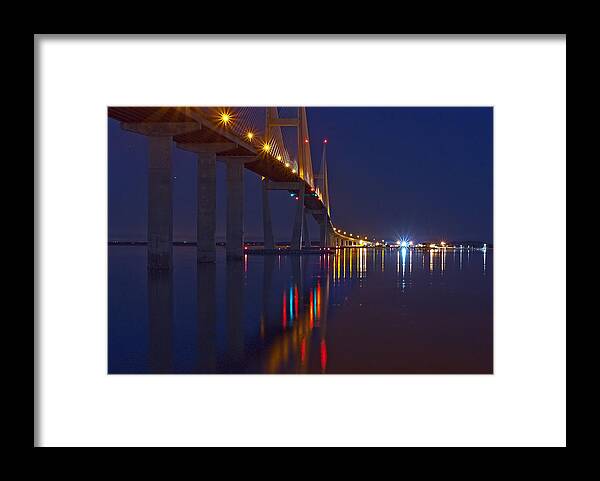 Sidney Lanier Bridge Framed Print featuring the photograph Sidney Lanier at Night by Farol Tomson