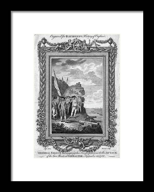 1782 Framed Print featuring the painting Siege Of Gibraltar, 1782 by Granger