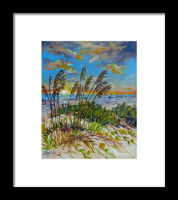 Siesta Key Beach Framed Print featuring the painting Siesta Beach Sunset Dunes by Lou Ann Bagnall