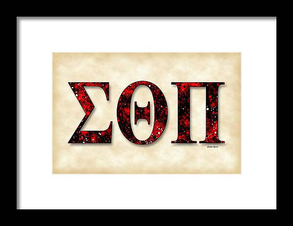 Sigma Thta Pi Framed Print featuring the digital art Sigma Theta Pi - Parchment by Stephen Younts