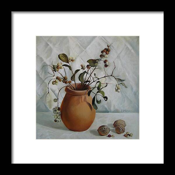Still Life Framed Print featuring the painting Signs of autumn by Elena Oleniuc