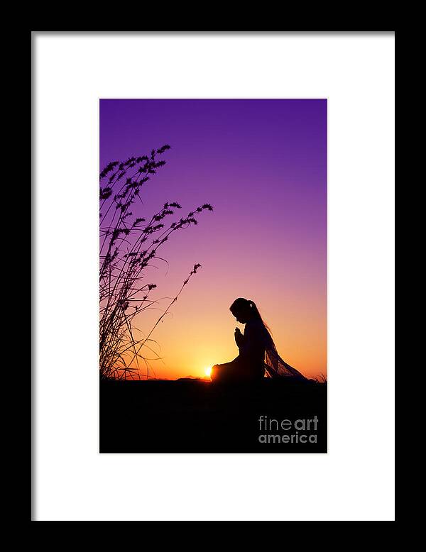 Girl Framed Print featuring the photograph Silence of Prayer by Tim Gainey