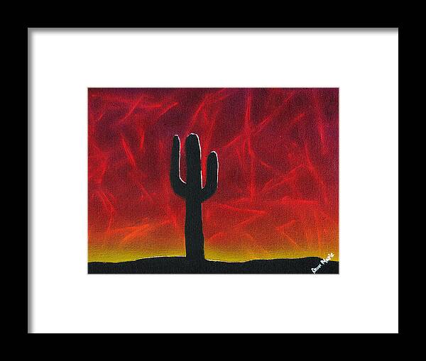 Landscape Framed Print featuring the painting Silhouette Cactus by Dawn Marie Black