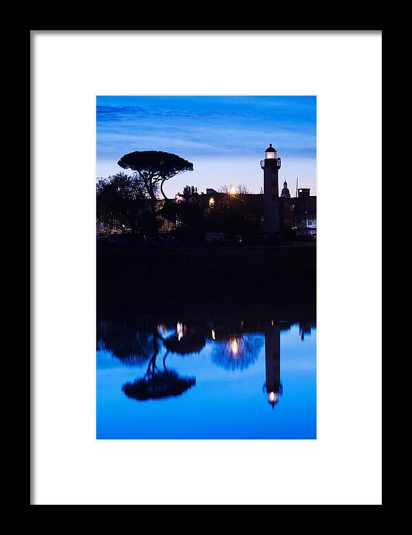 Photography Framed Print featuring the photograph Silhouette Of Old Port Lighthouse by Panoramic Images