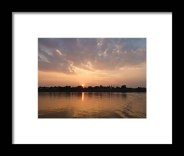 Mekong Framed Print featuring the photograph Silhouette scenery of Nakorn Phanom city from Mekong river by Ammar Mas-oo-di