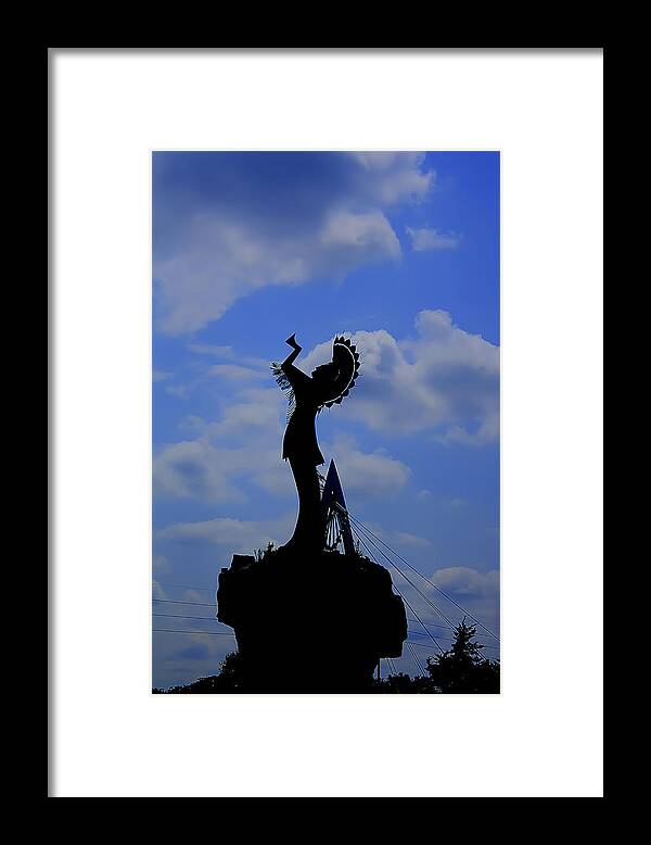 Keeper Of The Plains Framed Print featuring the photograph Silhouetted Keeper Of The Plains by Barbara Dean