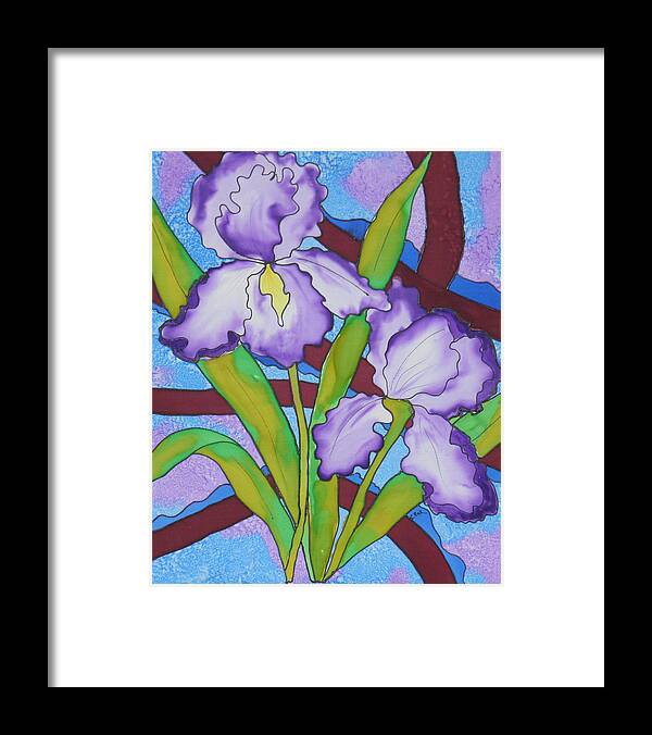 Hand Painted Silk Framed Print featuring the painting Silk Iris by Sandra Fox