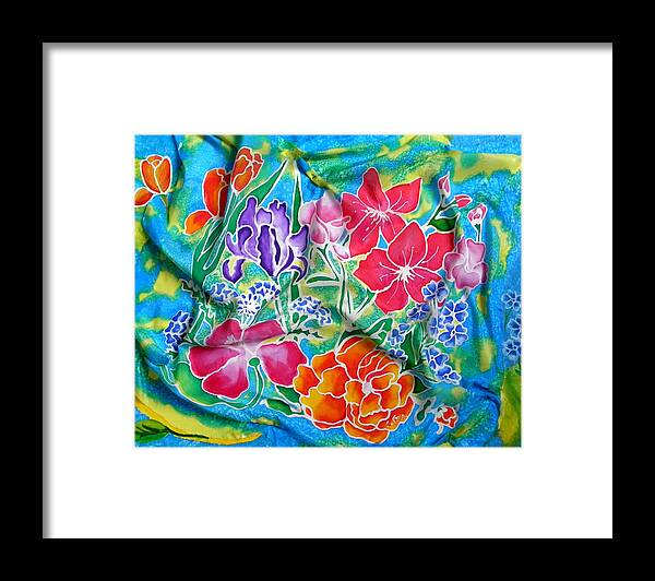 Flowers Framed Print featuring the painting Silk Summer Bouquet by Sandra Fox